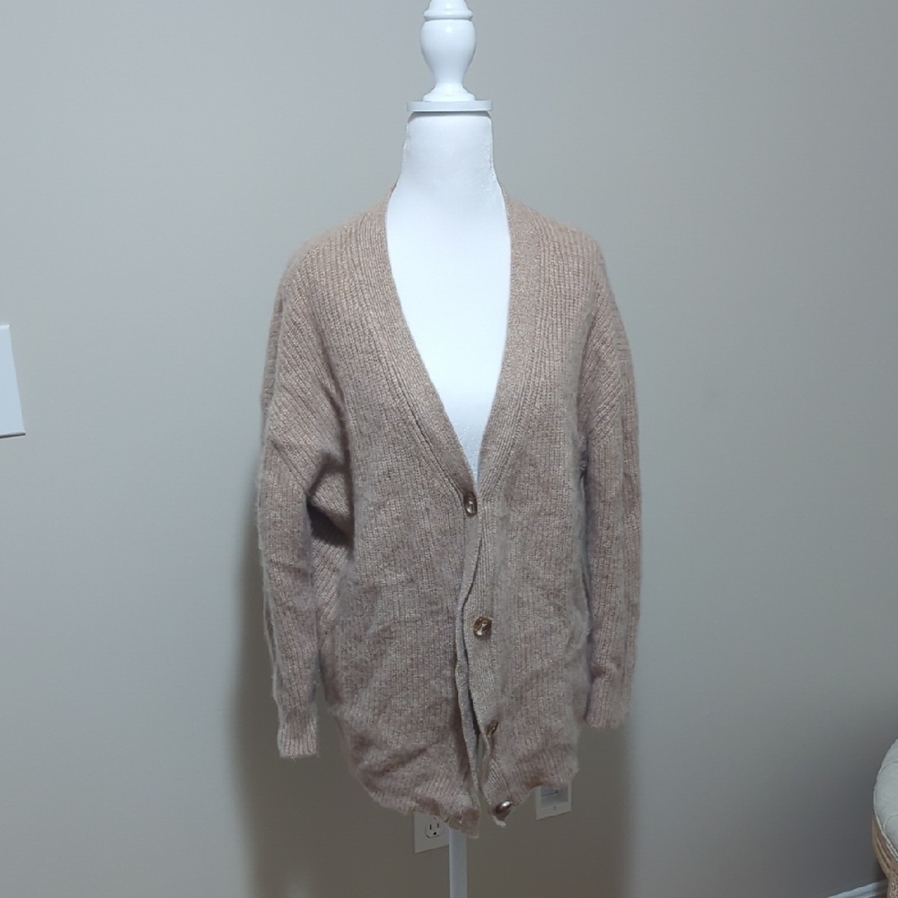 Quince Oatmeal Cashmere Boyfriend Cardigan Sweater Size Small